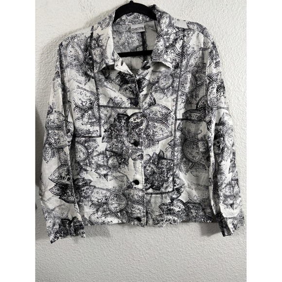 Chicos Lot of 3 Tops Blazer Size 2 Travelers Animal Print Abstract Button Down - Picture 6 of 16